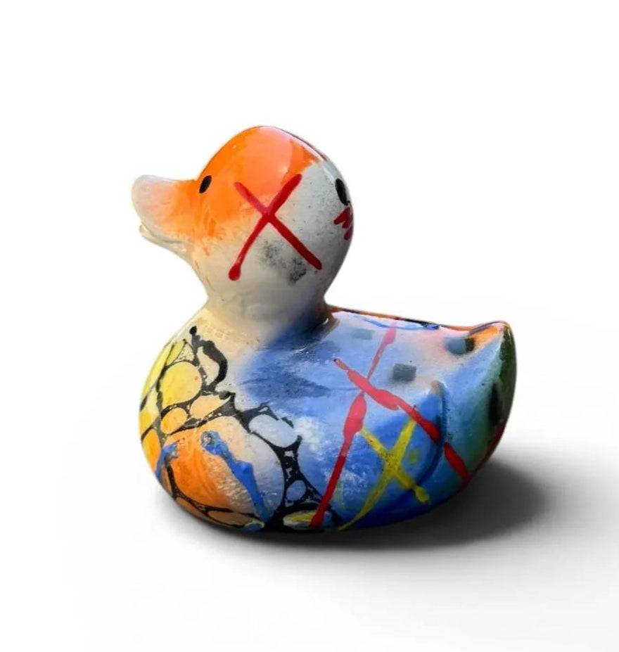 Pure Quackery | Hand-Painted Pop Art Ceramic Duck | Original Abstract Art by Legend