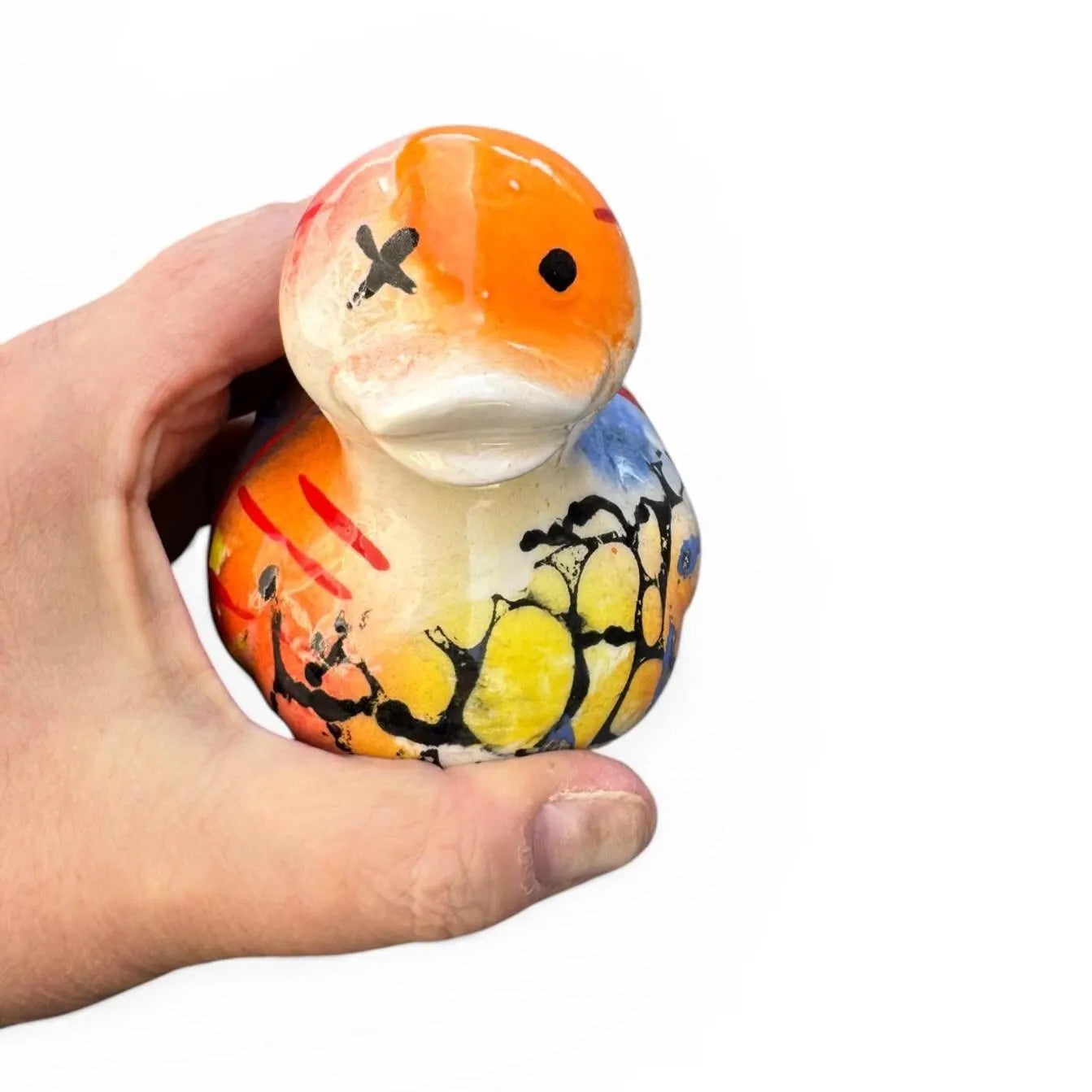 Pure Quackery | Hand-Painted Pop Art Ceramic Duck | Original Abstract Art by Legend