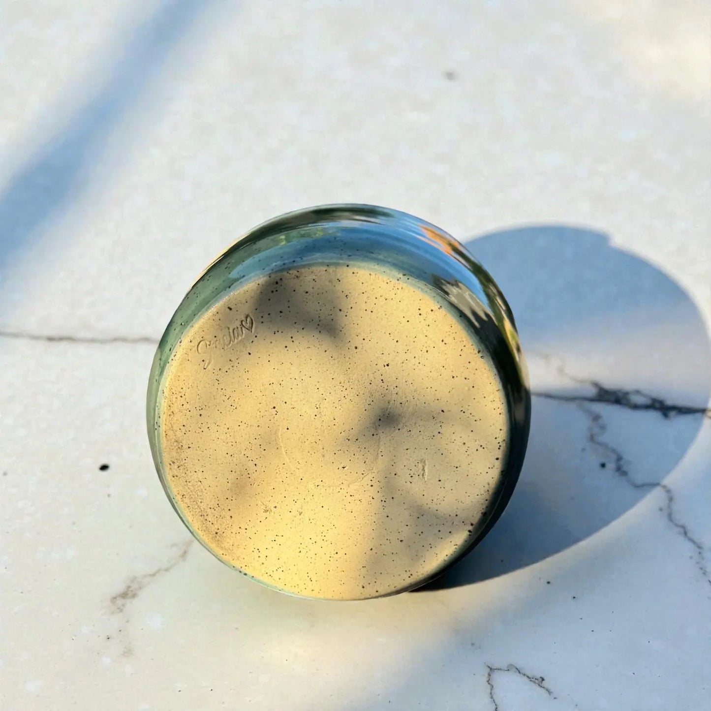 Rainforest Glaze Wine Tumbler | 16 oz Speckled Stoneware | Handmade Stemless Pottery Cup