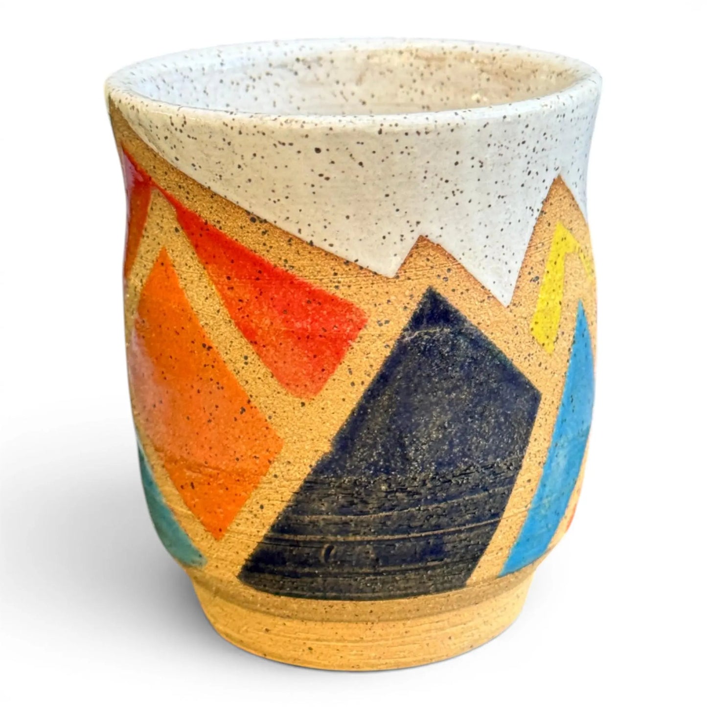 Retro Mountain Tumbler No. 2 | Colorful Wheel Thrown Stoneware | Handmade Geometric Pottery