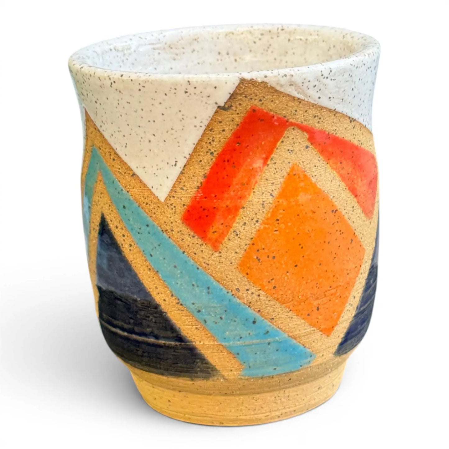 Retro Mountain Tumbler No. 2 | Colorful Wheel Thrown Stoneware | Handmade Geometric Pottery