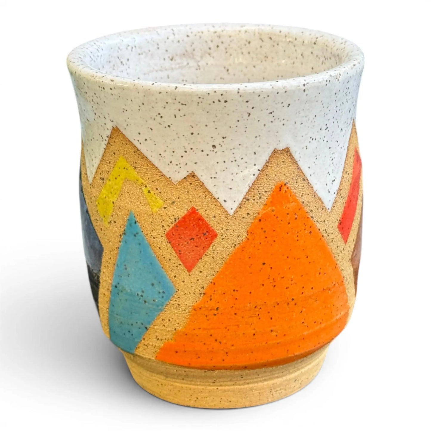 Retro Mountain Tumbler No. 2 | Colorful Wheel Thrown Stoneware | Handmade Geometric Pottery