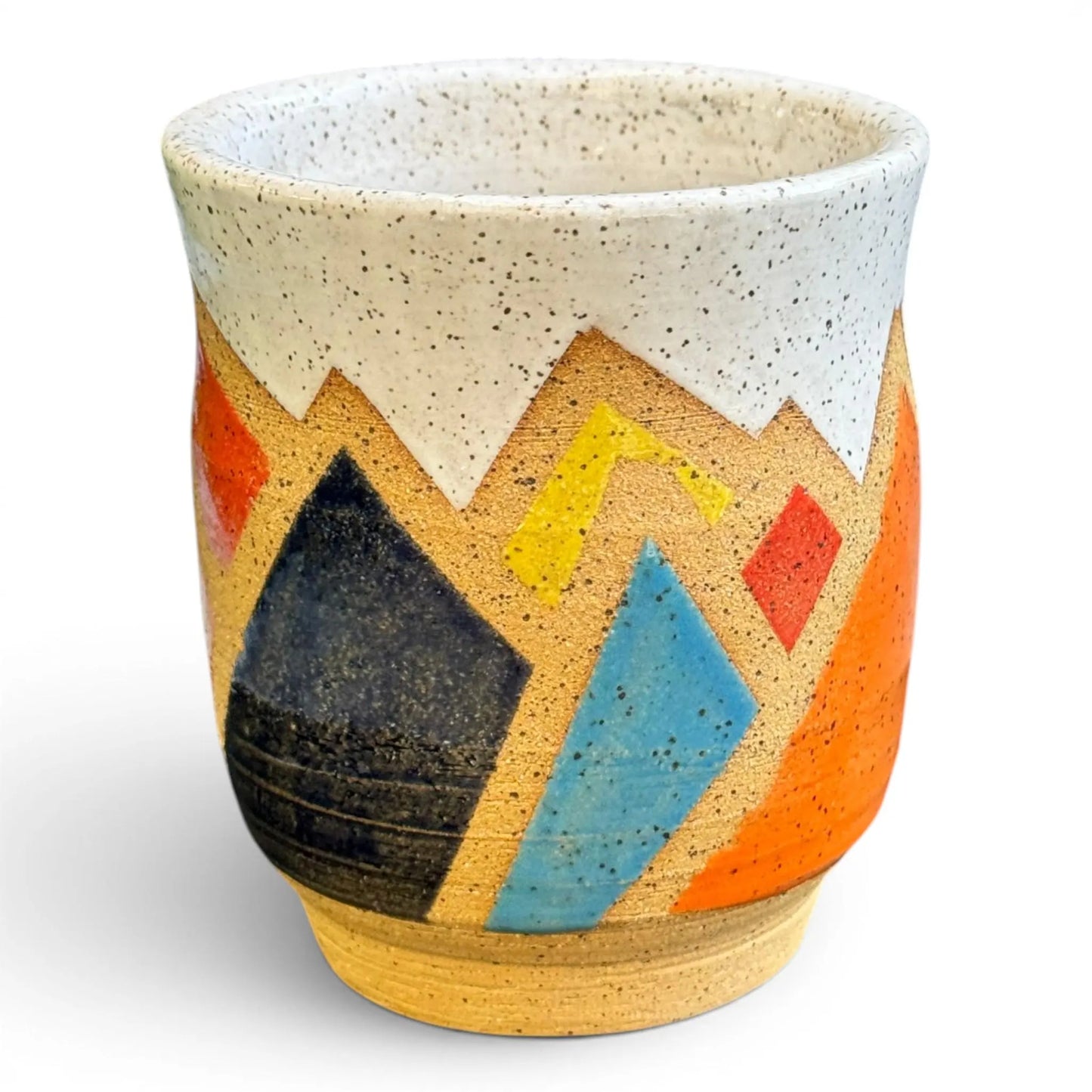 Retro Mountain Tumbler No. 2 | Colorful Wheel Thrown Stoneware | Handmade Geometric Pottery