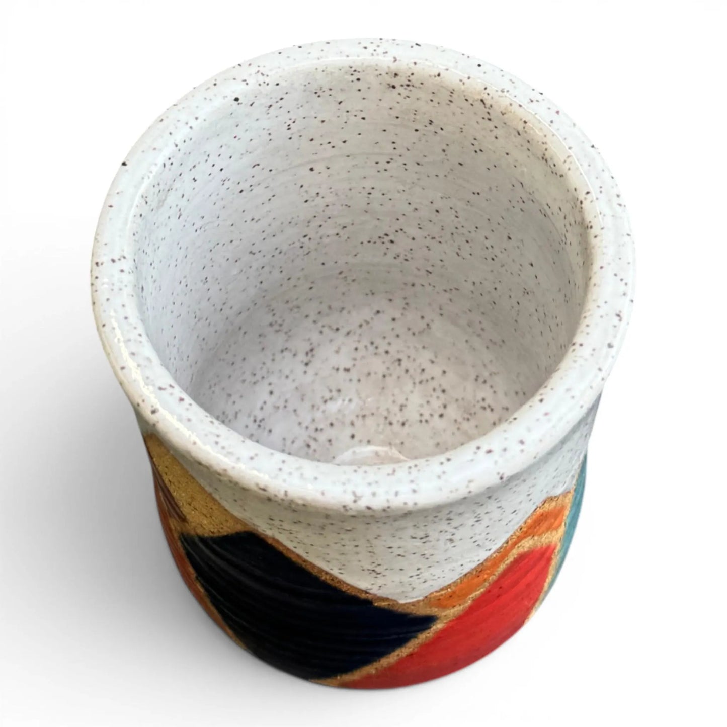 Retro Mountain Tumbler | Colorful Wheel Thrown Stoneware | Handmade Geometric Pottery