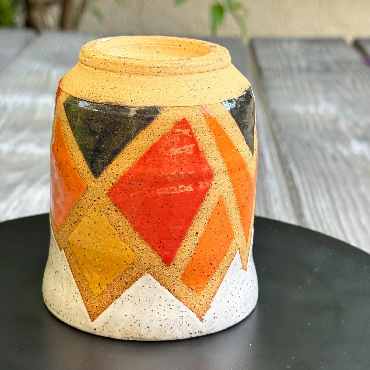 Stoneware Tumbler | Retro Mountain Geometric Pottery #3 | Colorful Artisan Ceramic Cup