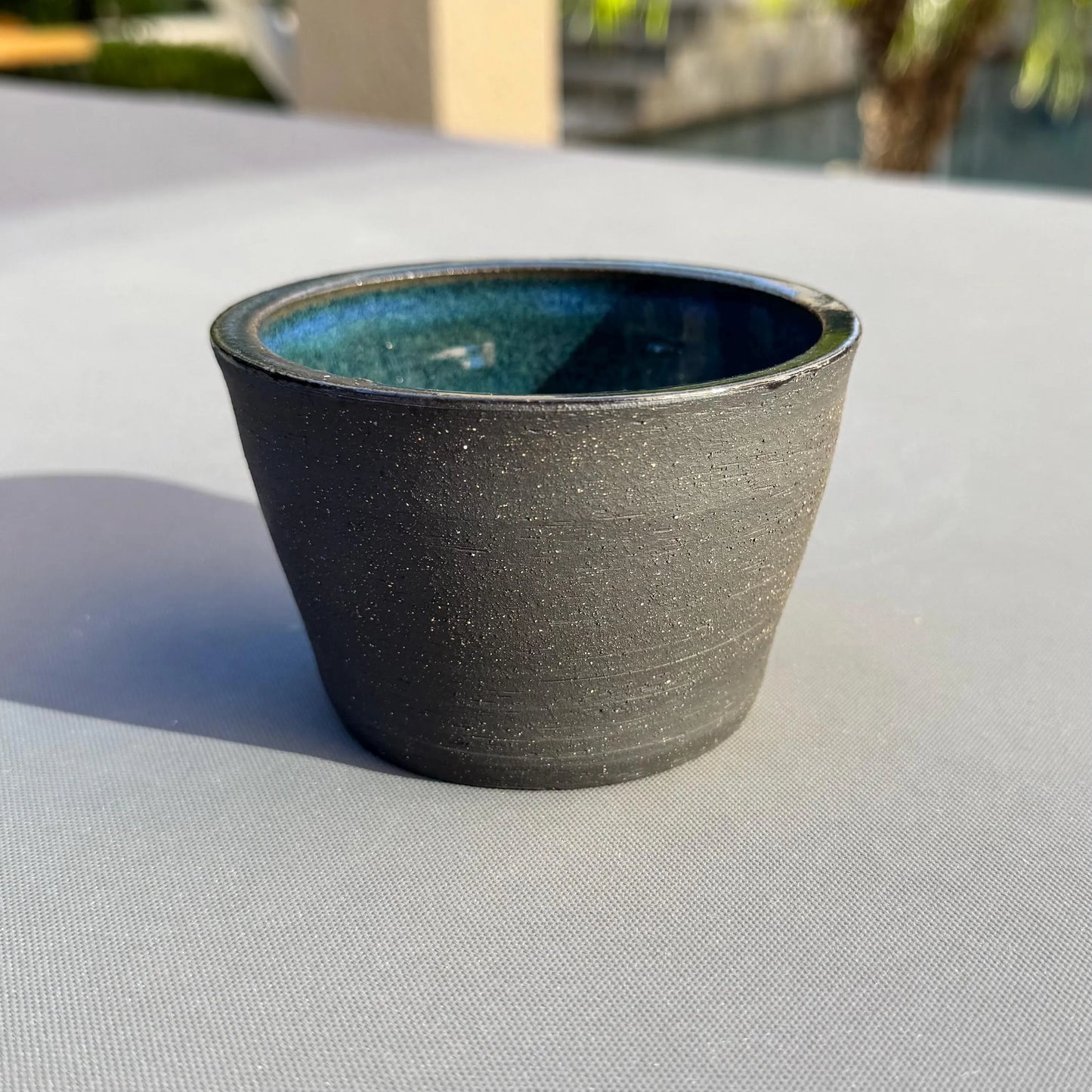 Teal Glaze Prep Bowl | 1 Cup Black Clay Stoneware | Handmade Snack or Dip Bowl