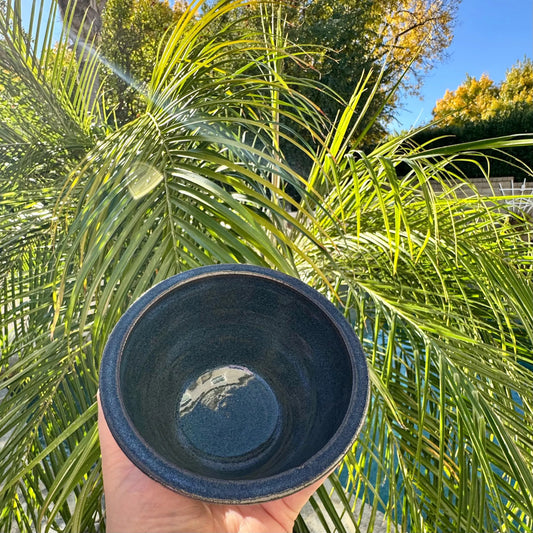 Teal Glaze Prep Bowl | 1 Cup Black Clay Stoneware | Handmade Snack or Dip Bowl