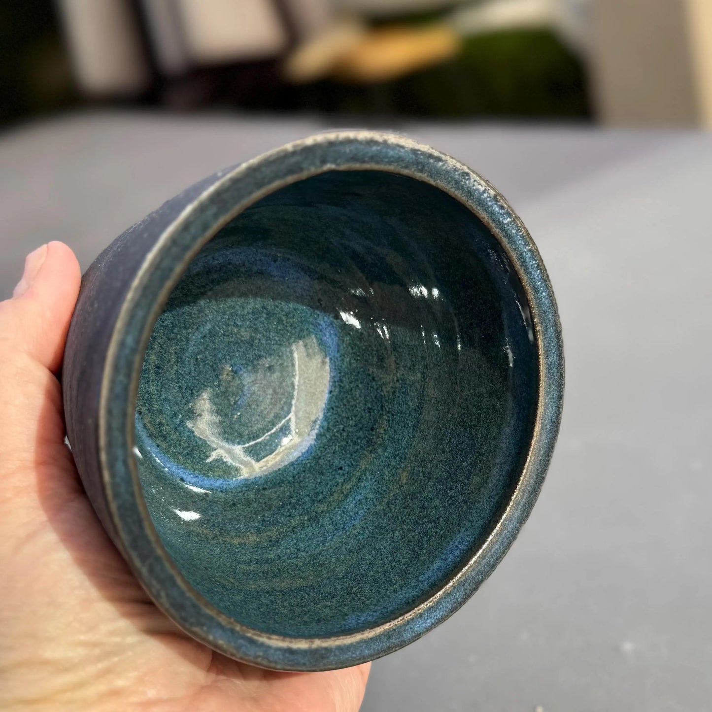 Teal Glaze Prep Bowl | 1 Cup Black Clay Stoneware | Handmade Snack or Dip Bowl