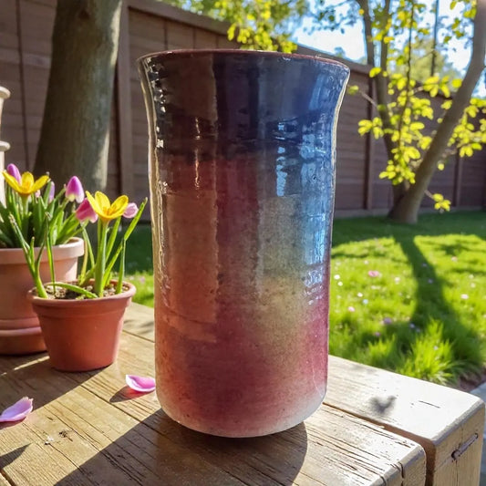Rainbow Glaze Vase | 6.5" Wheel-Thrown White Stoneware | Modern Handmade Flower Vase