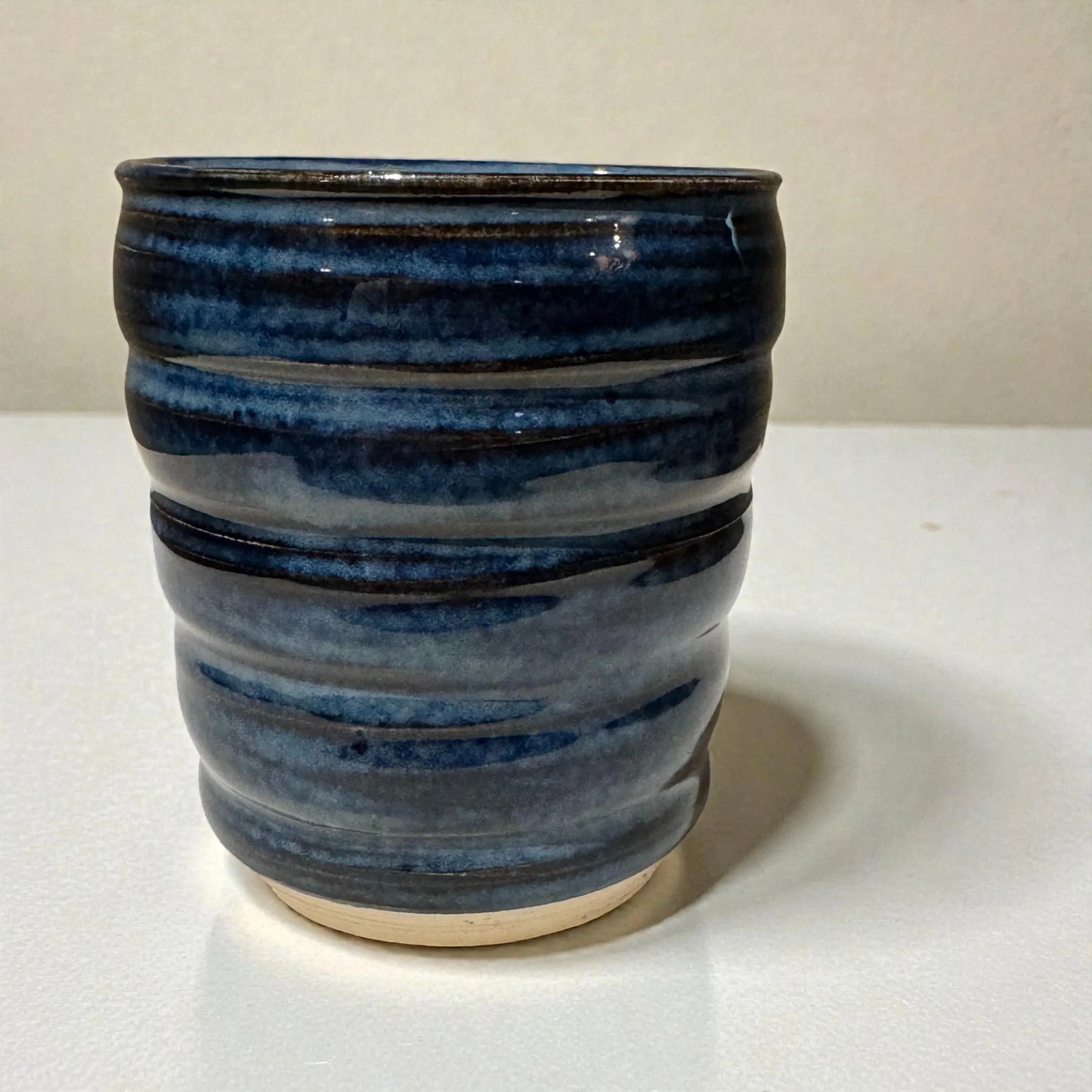 Wheel-Thrown Blue Ceramic Tumbler | Handmade Stoneware Cup | Textured Pottery for Coffee, Tea, or Whiskey