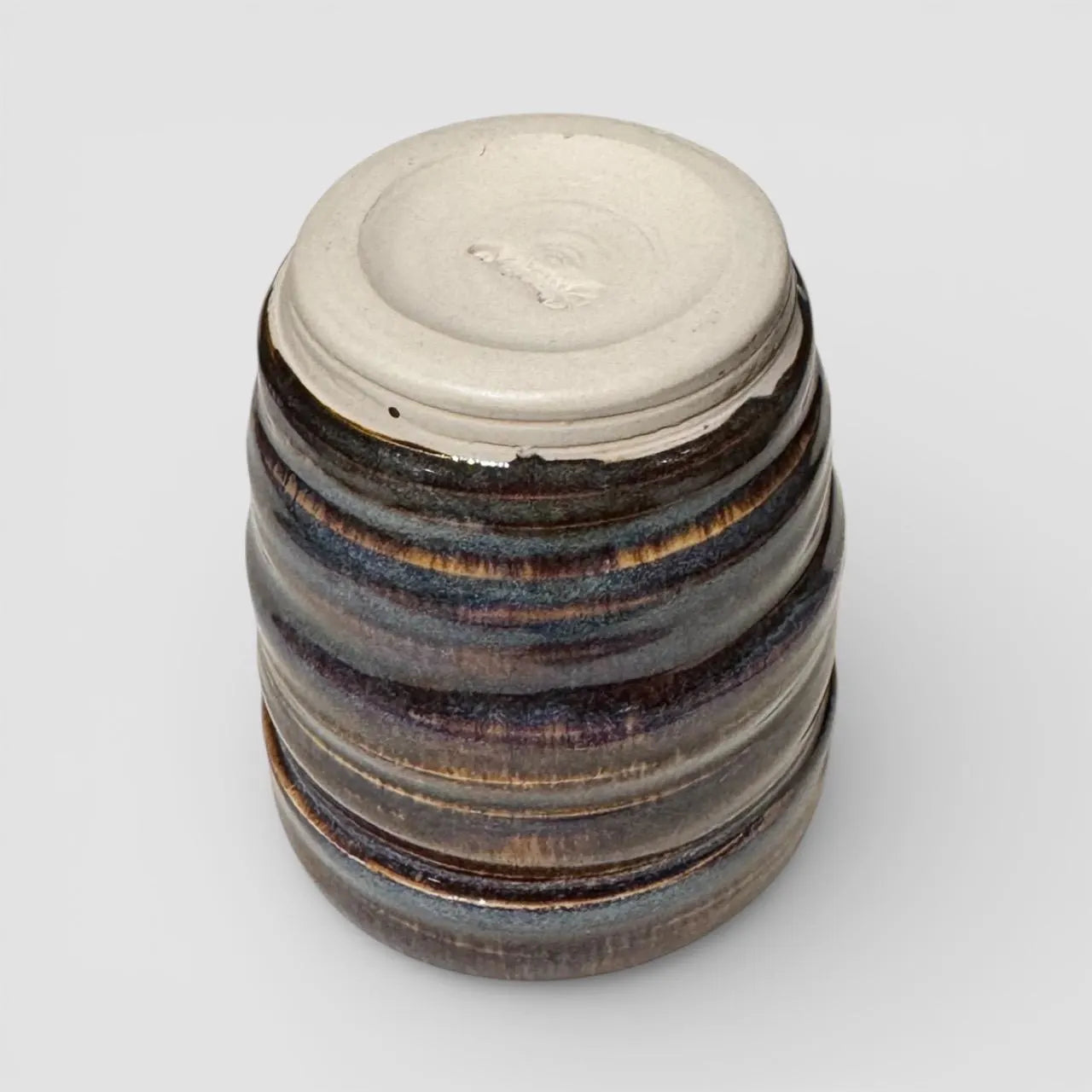 Wheel-Thrown Brown and Blue Ceramic Tumbler #2 | Handmade Stoneware Cup | Textured Pottery for Coffee, Tea, or Whiskey