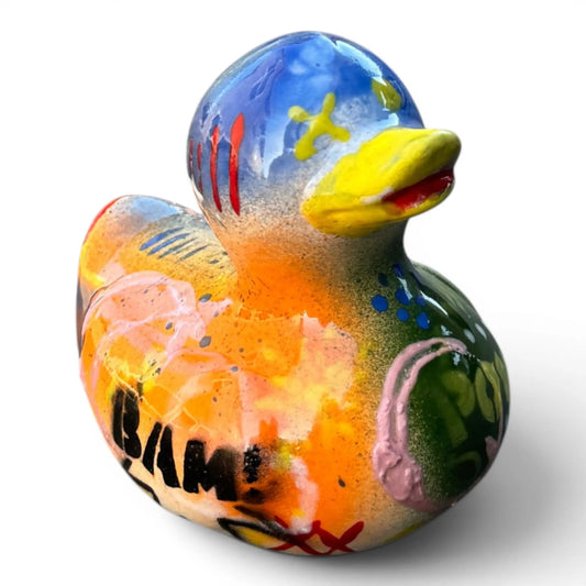 BAM! | Hand-Painted Pop Art Ceramic Duck | Original Graffiti Art by Legend