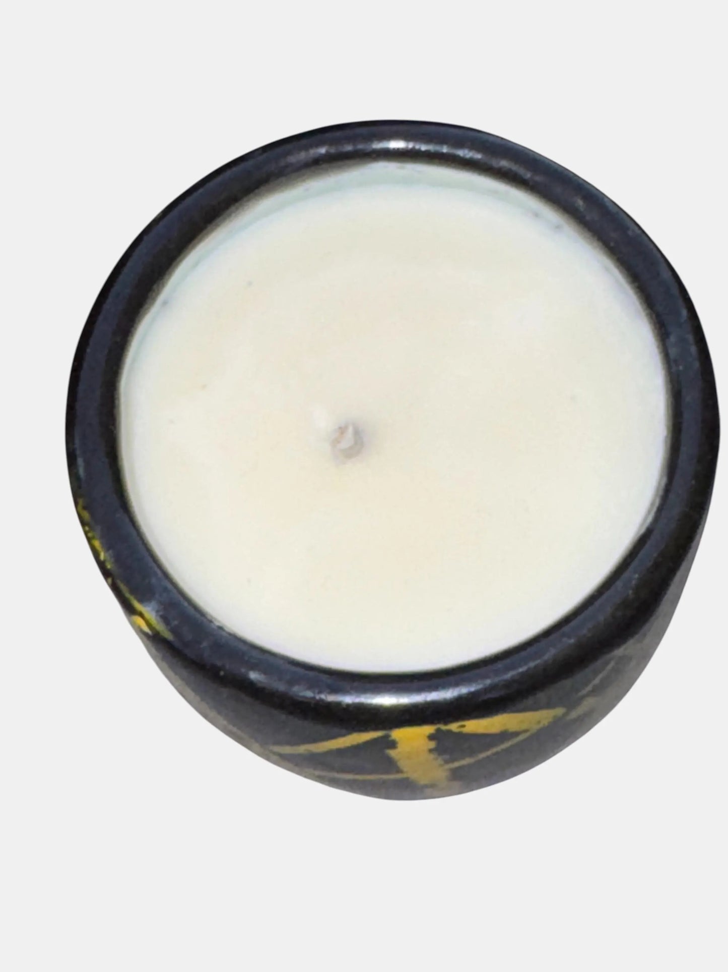 EVH Inspired Soy Candle | Handmade Stoneware Holder | Black & Yellow Ceramic