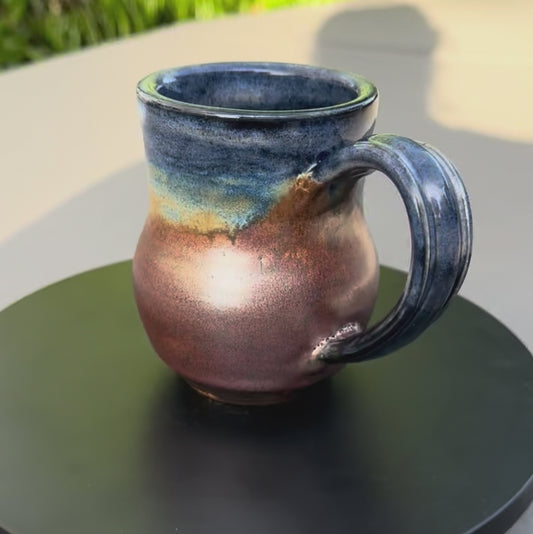Midnight Blue & Ancient Copper Mug | Wheel Thrown Stoneware | Handmade Pottery Coffee Cup