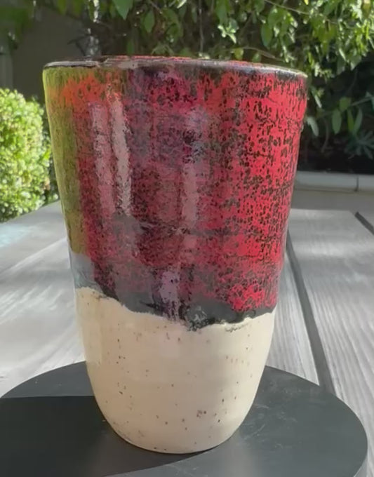 Handmade Red & Black Stoneware Tumbler