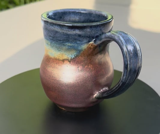 Midnight Blue & Ancient Copper Mug No. 2 | Wheel Thrown Stoneware | Handmade Pottery Coffee Cup