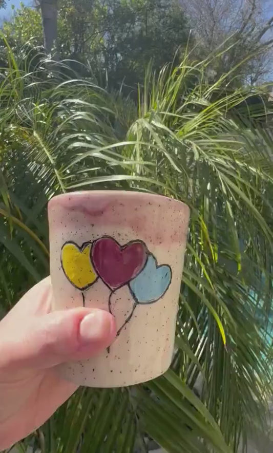 Handmade Heart Tumbler | Speckled Stoneware Cup | Romantic Gift