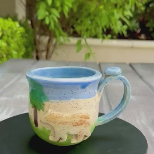 Forest Bear Mug | 12 oz Raised Silhouette Stoneware | Hand-Painted Cabin Style Pottery