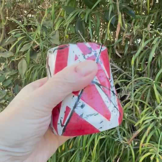 Red White & Black 6 Oz Ceramic Shot Cup