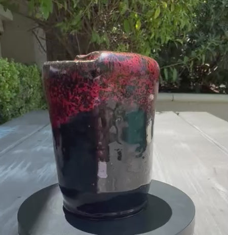 Handmade Red and Black Stoneware 10 Oz Travel Tumbler