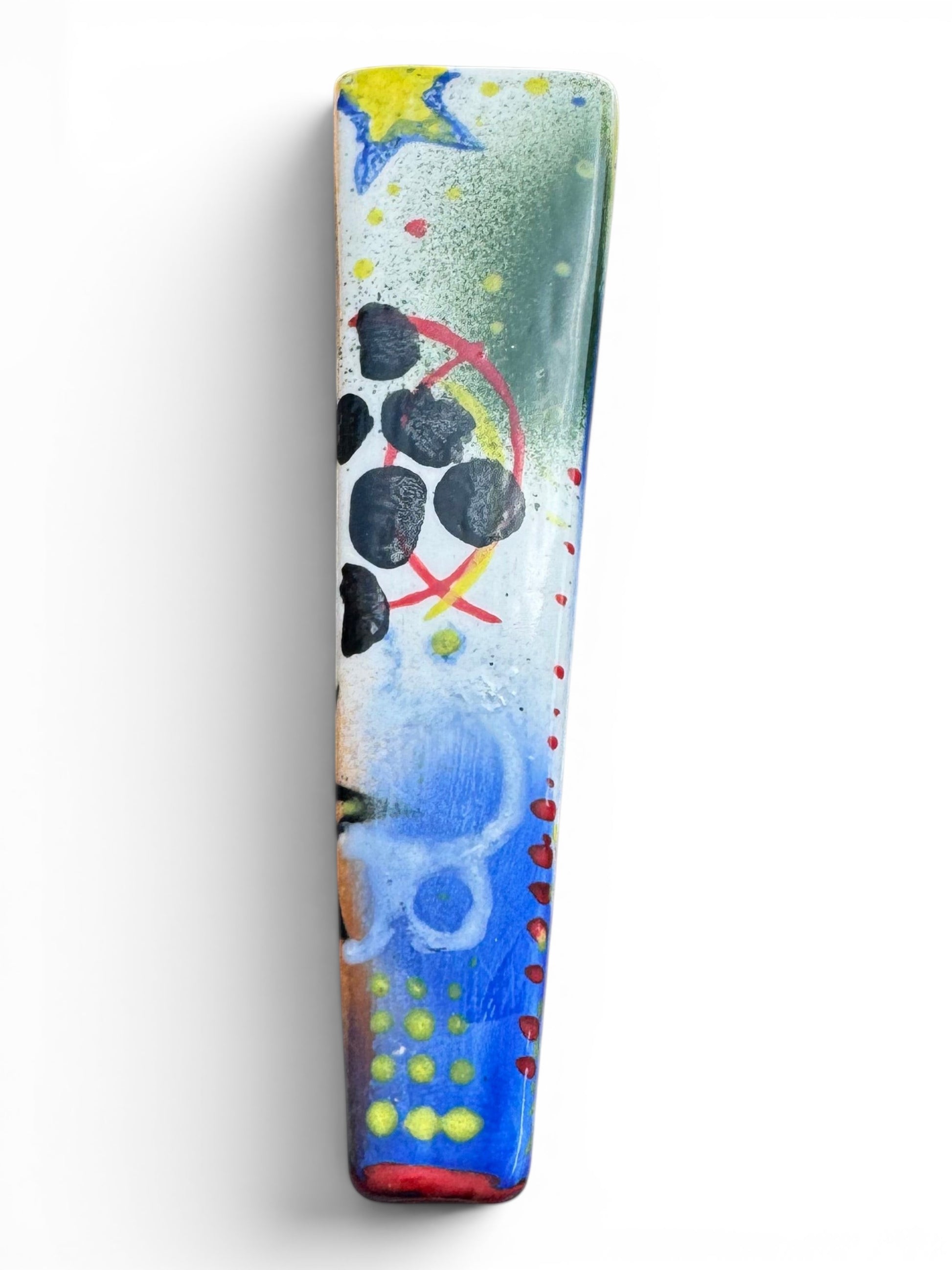 Rock N Art Shop Pop Art ceramic tobacco pipe with BAM! comic burst, cobalt star, and tangerine orange bowl.