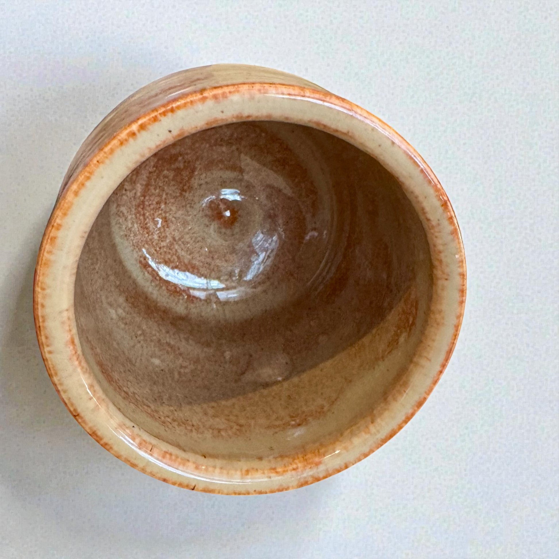 Rock N Art Shop handmade stoneware cocktail tumbler, 12 oz, with earthy brown and cream glaze.