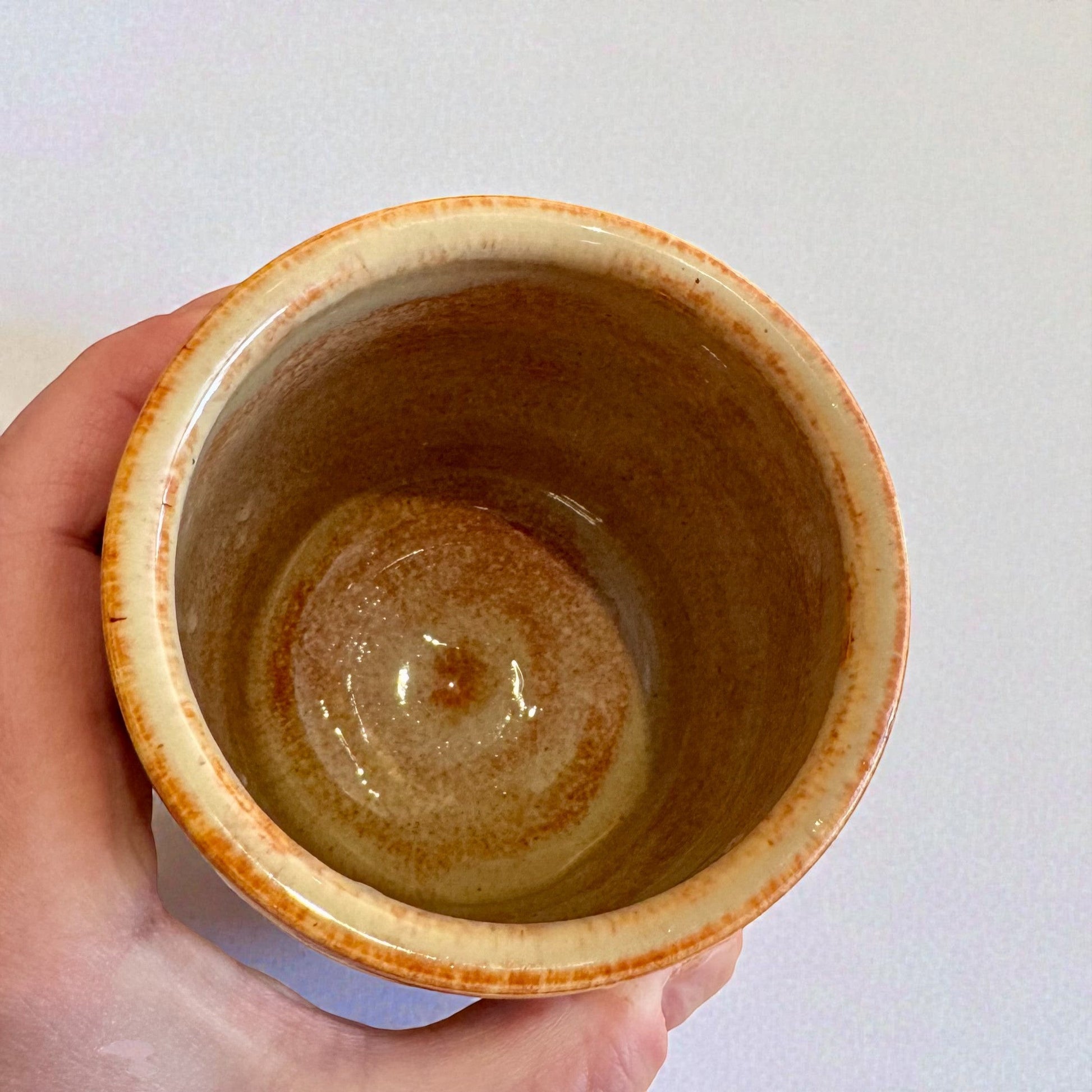 Rock N Art Shop handmade stoneware cocktail tumbler with earthy glaze tones, 12 oz capacity.
